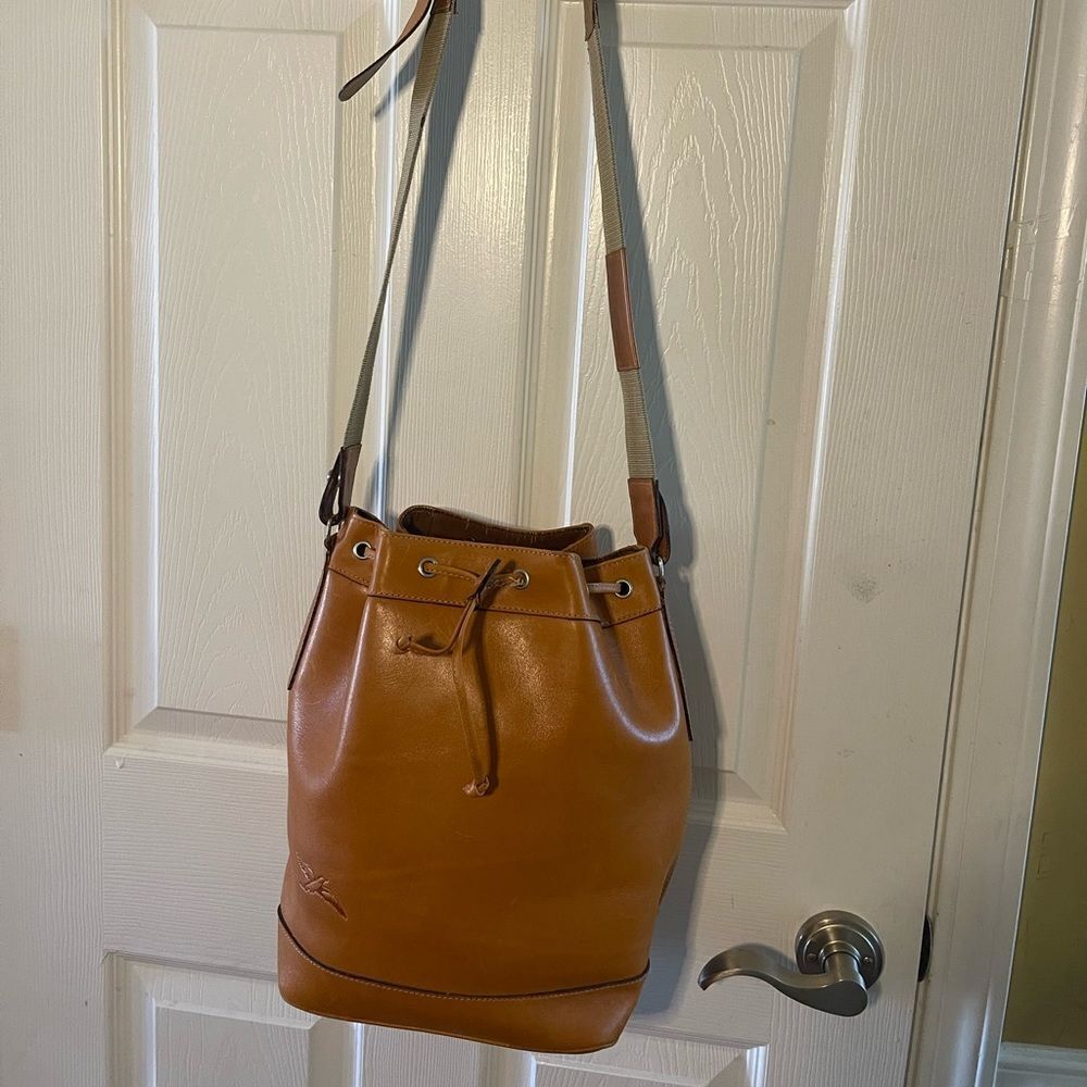 Jack & Jones Herta Suke Tan Leather large Bucket style drawstring Bag